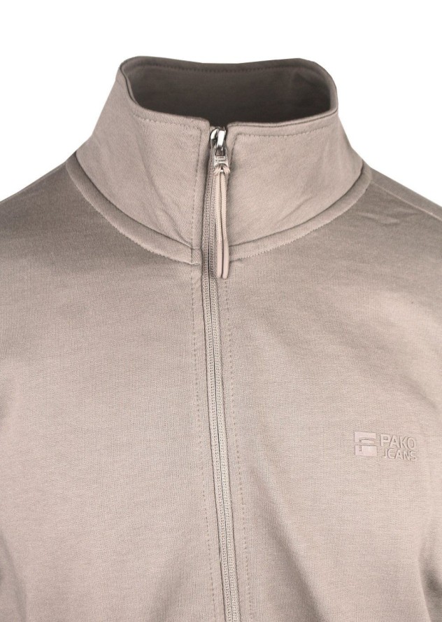 Lekka Bluza na Zamek z Wysokim Kołnierzem - Pako Jeans - Beżowa