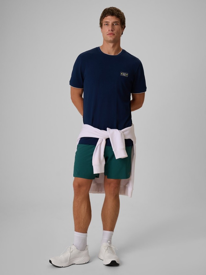 4F T-shirt regular gładki męski - granatowy S