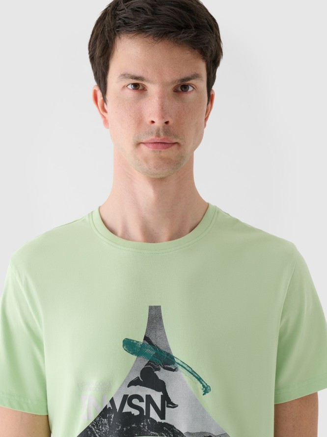 4F T-shirt regular z nadrukiem męski - zielony S