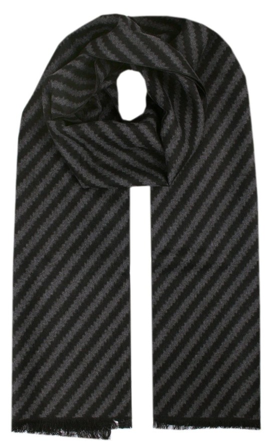 Męski Szalik z Wiskozy - Alties - Grafitowy Prążek