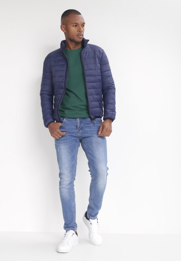 Granatowa Kurtka Pikowana Evila