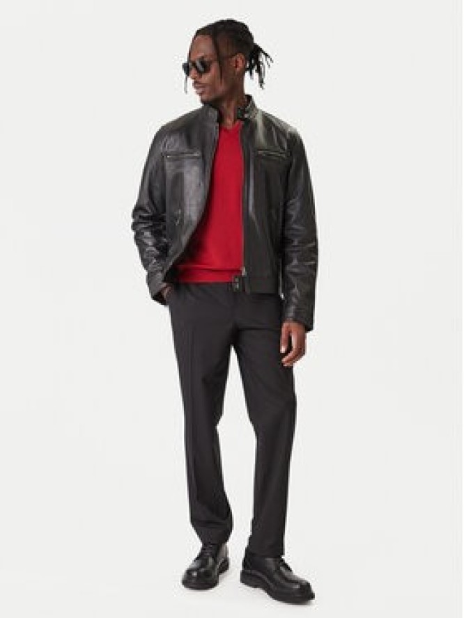 Tommy Hilfiger Kurtka skórzana Racer MW0MW41961 Czarny Regular Fit