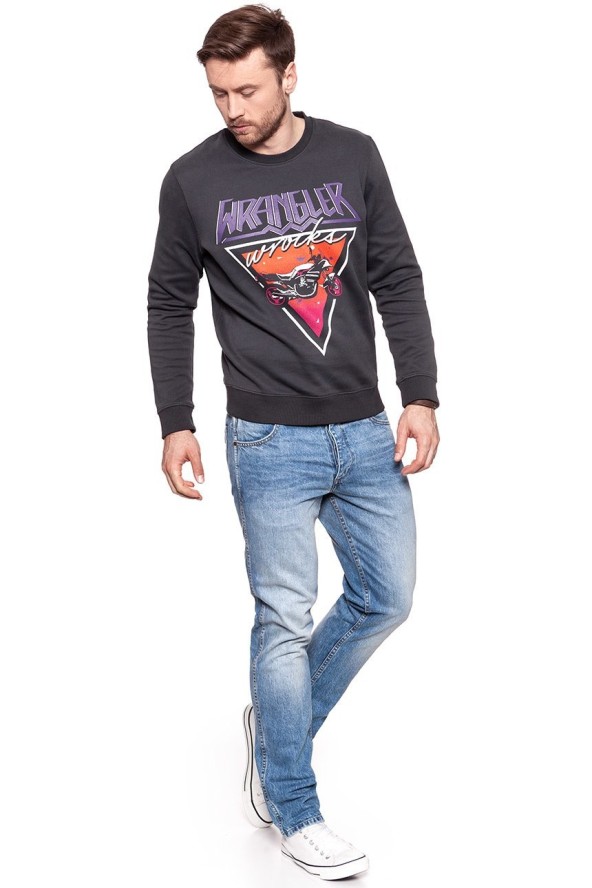 BLUZA WRANGLER MĘSKA CREW SWEAT FADED BLACK W6559IHV6 112130571