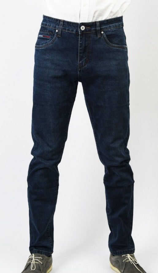 Spodnie Męskie, Ciemne JEANSY, Regular Fit, Zwężana Nogawka -PAKO JEANS