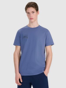 4F T-shirt regular z nadrukiem męski - granatowy S