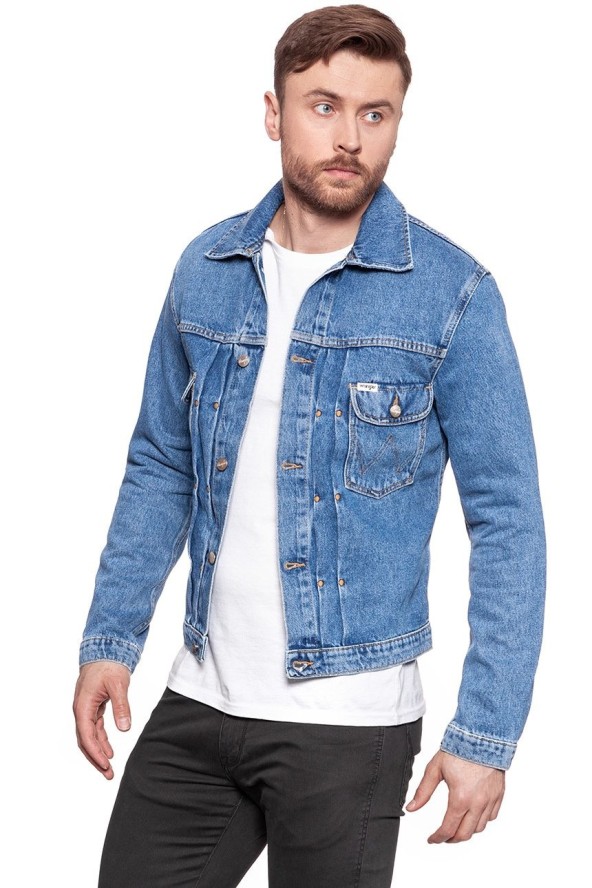 KURTKA JEANSOWA WRANGLER RETRO JACKET KABEL BLUE W442ER19K 112128842
