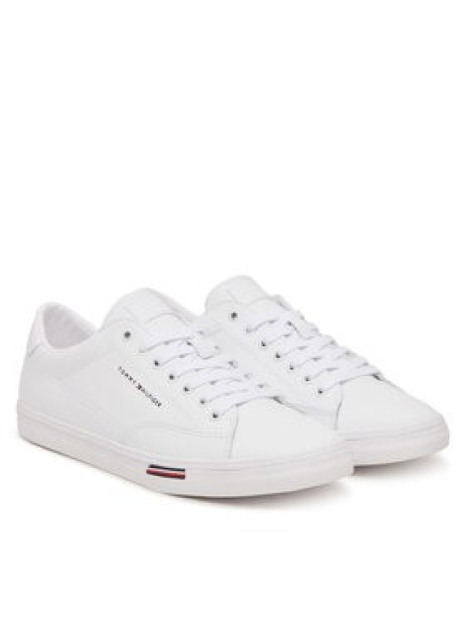 Tommy Hilfiger Sneakersy Signature Midsole Lace-Up Trainers With Leather FM0FM05814 Biały