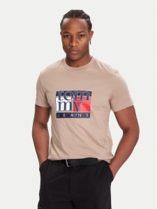 Tommy Jeans T-Shirt DM0DM21977 Beżowy Regular Fit
