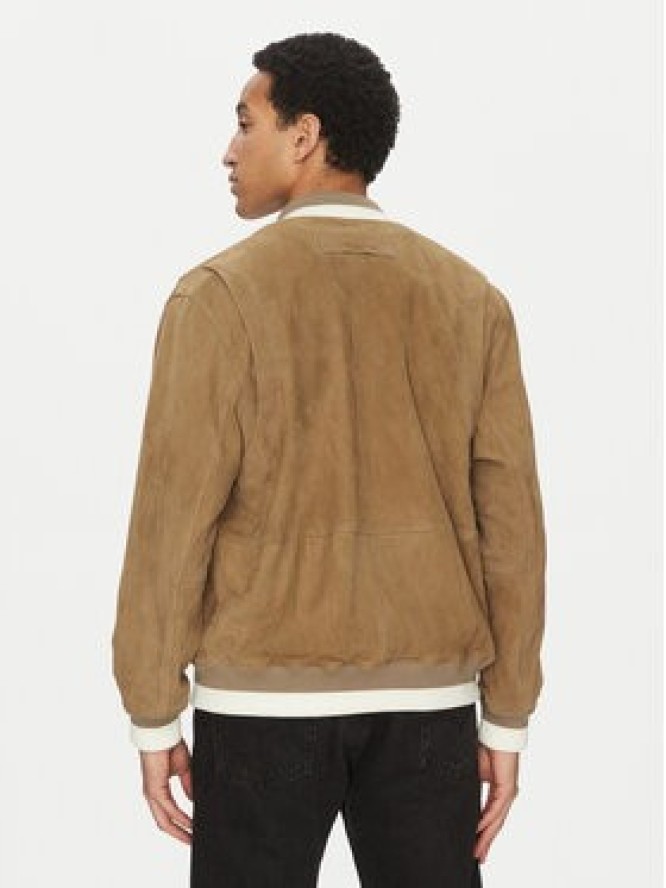 HUGO Kurtka skórzana Ledam 50534326 Beżowy Relaxed Fit