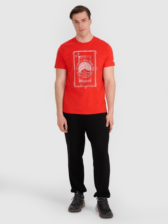 4F T-shirt regular z nadrukiem siatkarskim męski - czerwony L