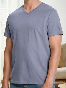 Koszulka basic z dekoltem w serek - fioletowy