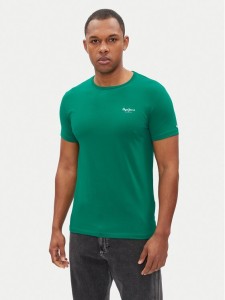 Pepe Jeans T-Shirt Original Basic PM508212 Zielony Slim Fit