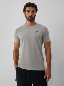 4F T-shirt slim gładki męski - szary S