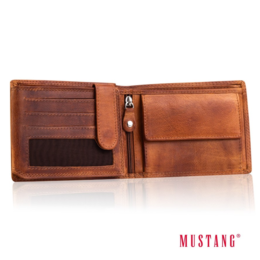 MUSTANG Denimo Wallet Side Opening SKÓRZANY PORTFEL POJEMNY NA KARTY PREMIUM
