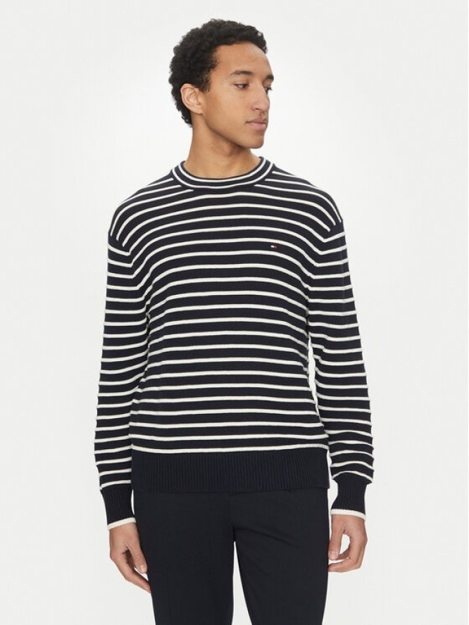 Tommy Hilfiger Sweter Breton MW0MW38944 Granatowy Regular Fit
