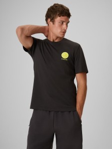 4F T-shirt regular z nadrukiem męski - szary S