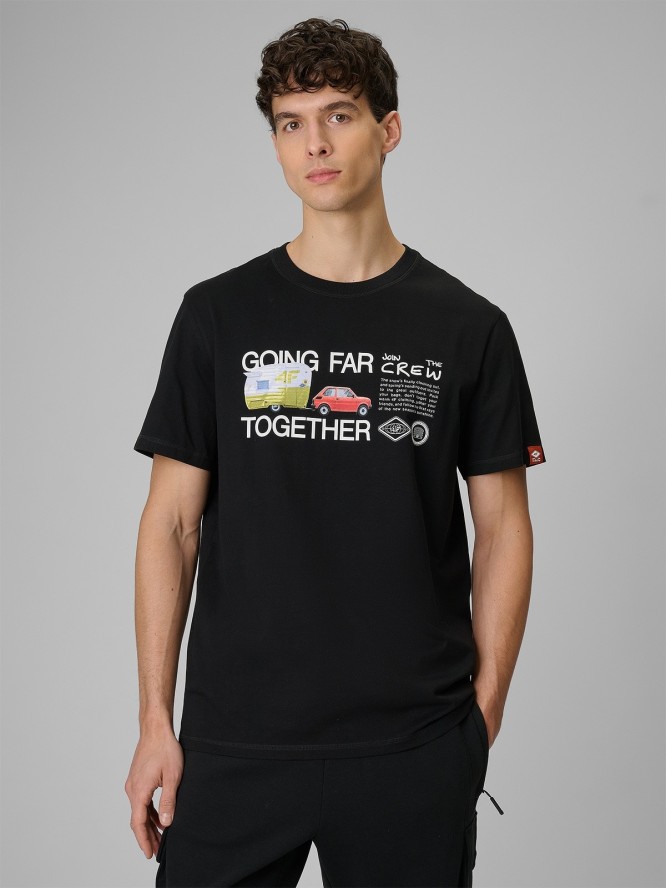 4F T-shirt regular z nadrukiem męski - czarny XL