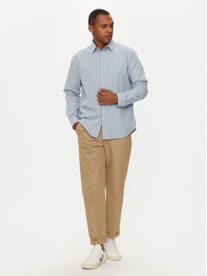 Sisley Koszula 5B8SSQ03T Niebieski Regular Fit