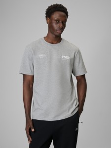 4F T-shirt regular z nadrukiem męski - szary M