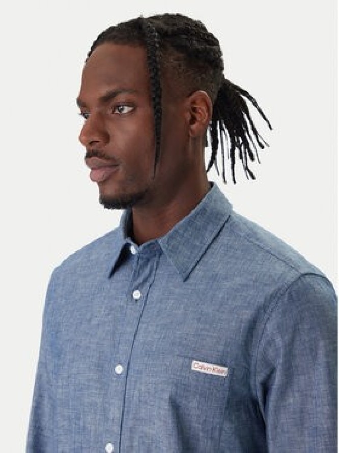 Calvin Klein Jeans Koszula Chambray Classic LV04RF109G Granatowy Regular Fit