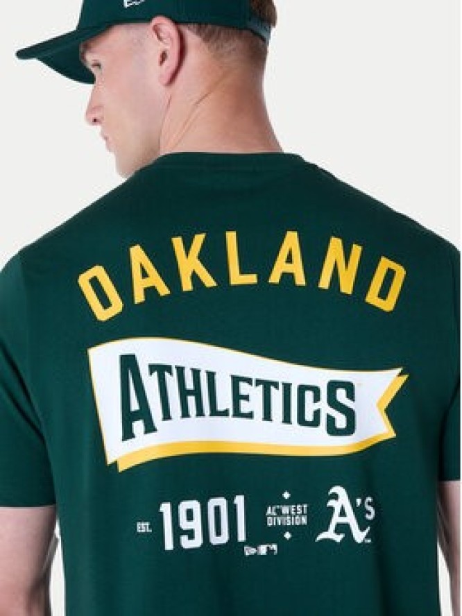 New Era T-Shirt Oakland Athletics MLB Pennant Graphic 60596214 Zielony Regular Fit