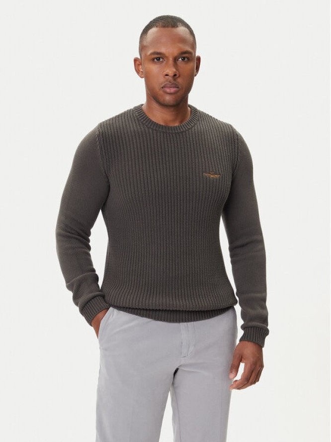 Aeronautica Militare Sweter 252MA1571UL00409 Szary Slim Fit