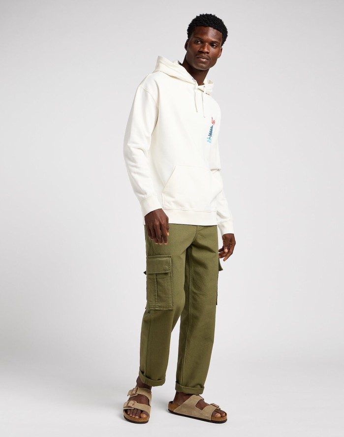 LEE GRAPHIC HOODIE MĘSKA BLUZA Z KAPTUREM NIEROZPINANA ECRU 112349068 LM34015543