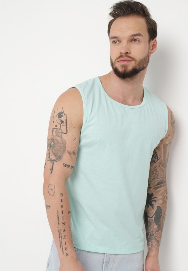 Miętowa Klasyczna Koszulka Tank Top Bez Rękawów Lakeana
