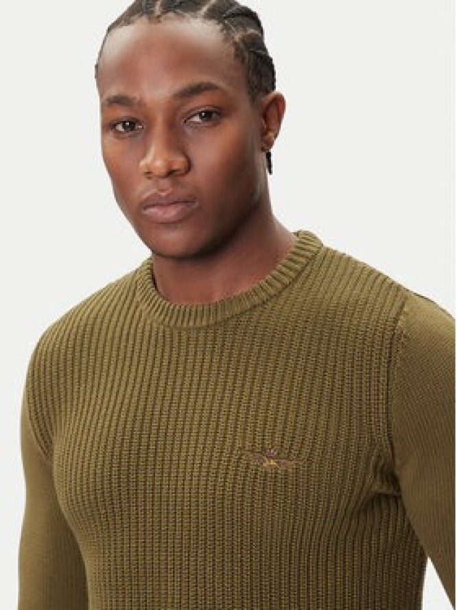 Aeronautica Militare Sweter 252MA1571UL00409 Zielony Slim Fit