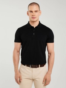 Koszulka męska polo czarna Markolinos 906