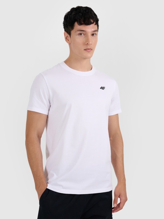4F T-shirt regular gładki męski (2-pack) - biały+czarny L