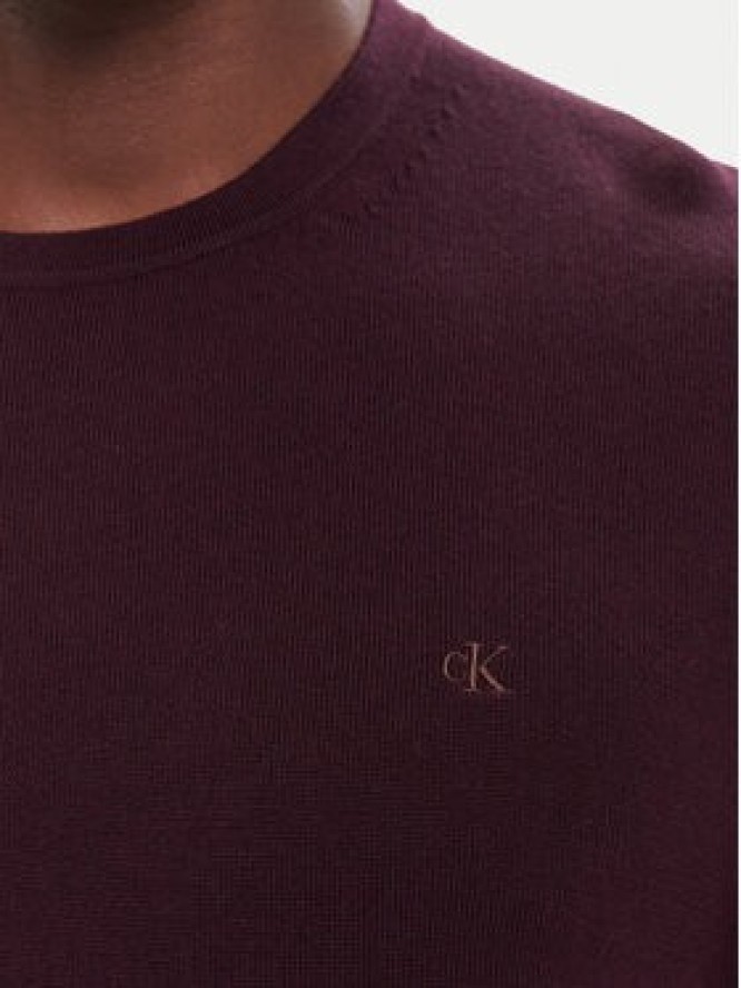 Calvin Klein Sweter LV04LB305G Bordowy Regular Fit
