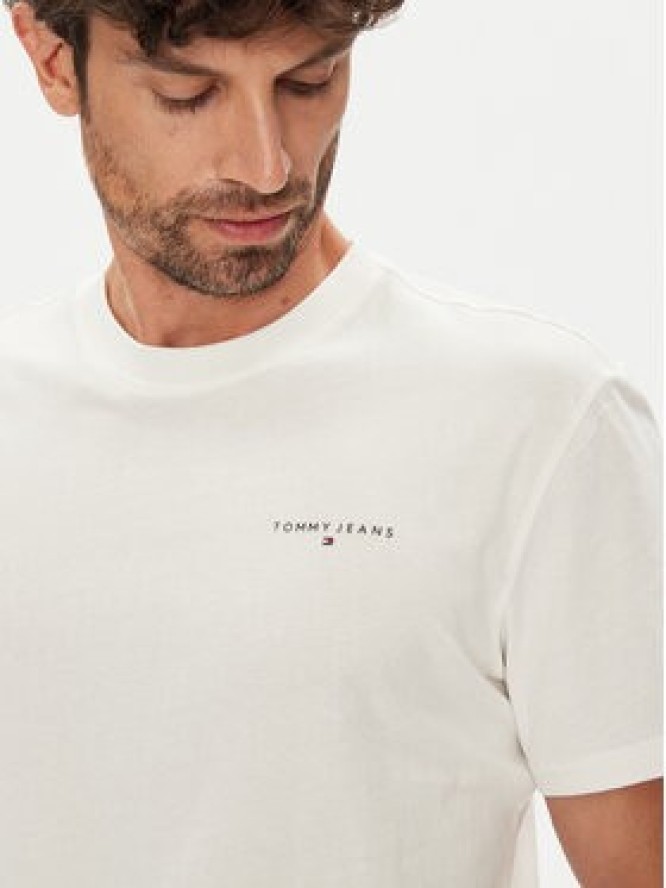 Tommy Jeans T-Shirt Linear Chest DM0DM21780 Écru Slim Fit