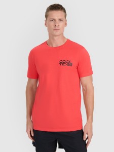 4F T-shirt regular z nadrukiem męski - czerwony S