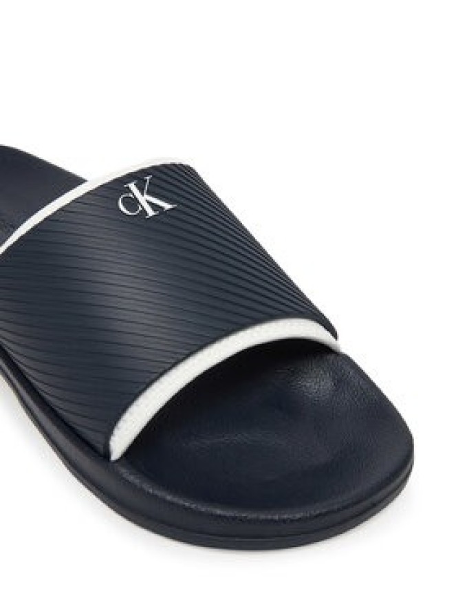Calvin Klein Jeans Klapki Slide Rubber Neoprene Text YM0YM01234 Granatowy
