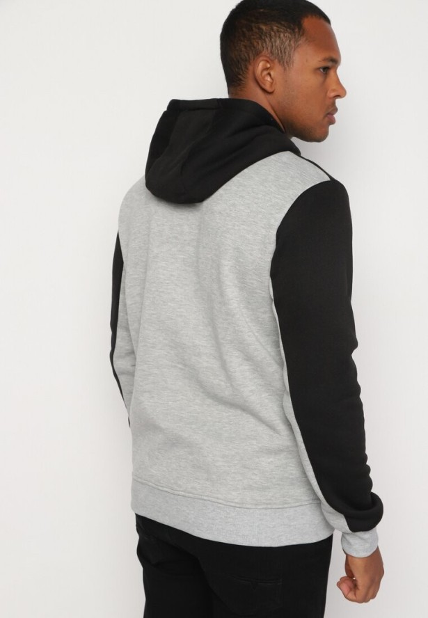 Jasnoszara Bluza z Bawełną z Kieszenią Kangurek i Kapturem Nevisara