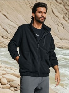 Bluza polarowa z kieszeniami - czarny
