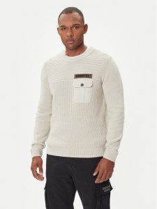 Aeronautica Militare Sweter 252MA1573UL00539 Beżowy Regular Fit