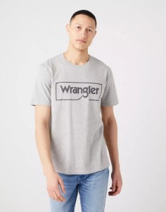 WRANGLER FRAME LOGO TEE MĘSKI T-SHIRT KOSZULKA NADRUK MID GREY W70JD3X37 112320767