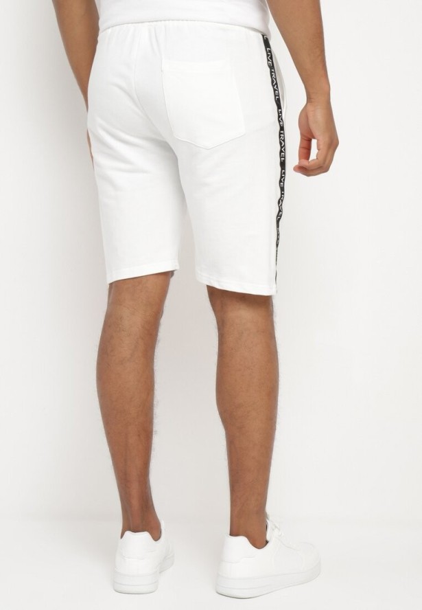Białe Bawełniane Szorty Dresowe z Gumką w Pasie i Sznurkiem Jorpia