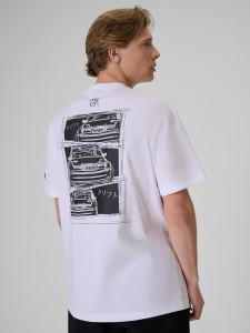 4F T-shirt loose z nadrukiem uniseks 4F x Drift Masters - biały XS
