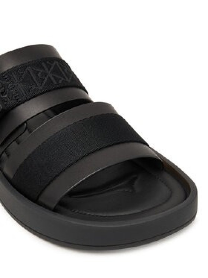 Calvin Klein Klapki Ergon Buckle Sandal Wb Lth Aop HM0HM02096 Czarny