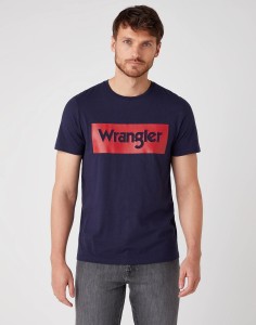 MĘSKI T-SHIRT WRANGLER SS LOGO TEE NAVY W742FK114 112131081