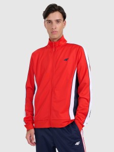 4F Bluza dresowa rozpinana bez kaptura męska - czerwona XL