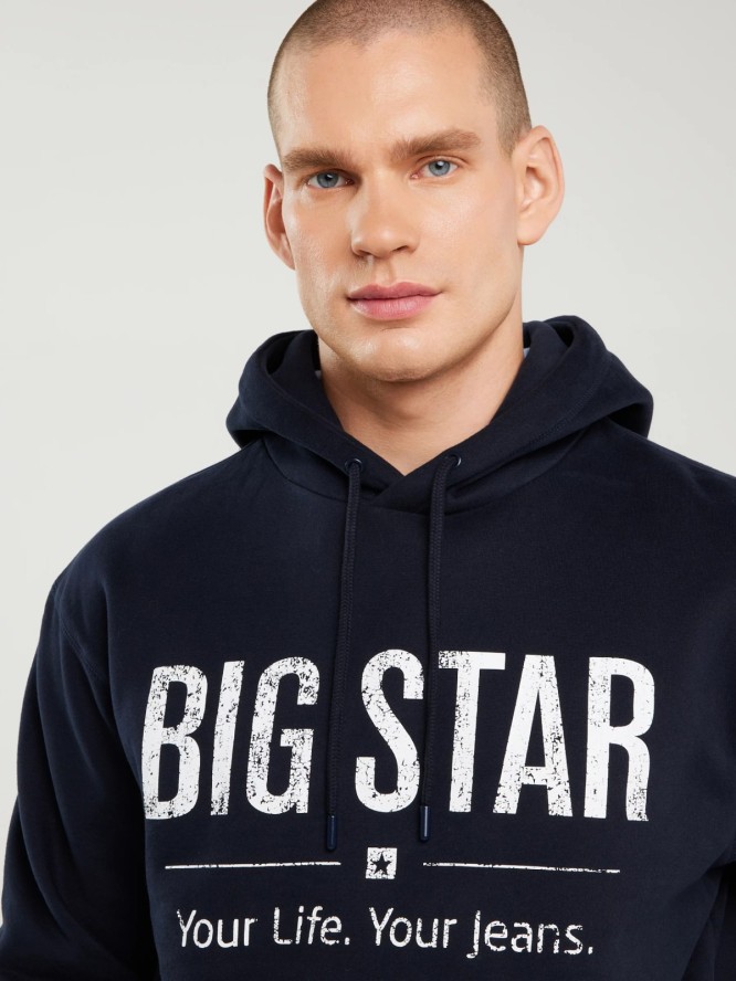 Bluza męska z kapturem z logo BIG STAR granatowa Ashlyno 403
