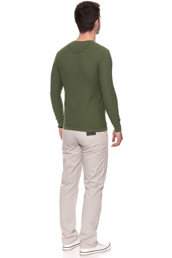 MĘSKI SWETER WRANGLER PIQUE CREW KNIT DEEP LICHEN GRN W8616PT1X 112132317