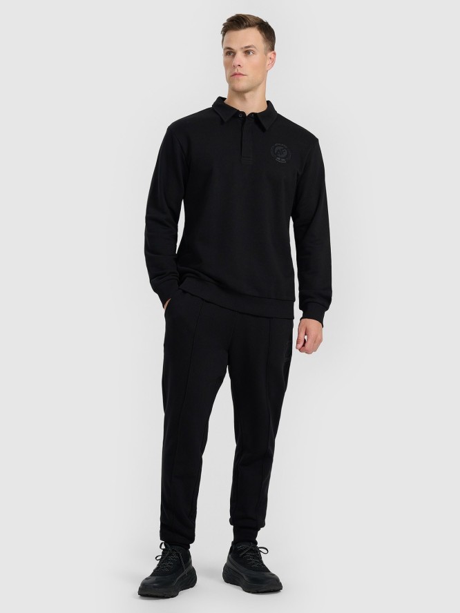 4F Bluza dresowa regular z kołnierzykiem męska - czarna M