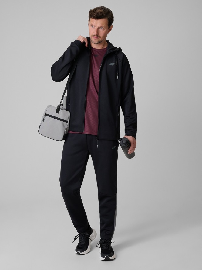 4F Bluza treningowa regular z kapturem męska - czarna XL