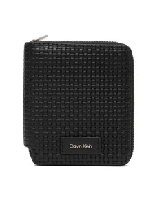 Calvin Klein Portfel Embossed Woven Zip Billfold LV04D1112G Czarny