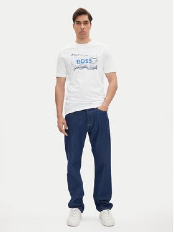 BOSS T-Shirt Logo Space 50539186 Biały Regular Fit